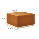 Modway Tilden Large 28" Square Performance Velvet Upholstered Ottoman - Rust/Natural-Stain-Resistant Fabric