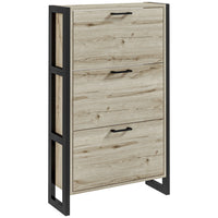 HOMCOM Shoe Cabinet with 3 Flip Drawers - Walnut-Compact design for small entryways or any narrow places