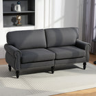 HOMCOM Mid Back Loveseat with Wood Legs - Dark Grey-Thick sponge padding all over for excellent sitting experience   