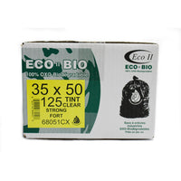 Eco II Oxo-Biodegradable Garbage Bags - 35" x 50" -  Strong - Clear Tint - 125 Pack-35" x 50"