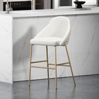 Manhattan Comfort Gracie 22" Modern Leatherette Upholstered Barstool - White and Gold-Frame and Legs Features Choice of Fully Welded Black Steel or Gold Stainless Steel
