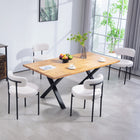 HOMCOM - Chaises de salle à manger avec pieds en acier pour cuisine - blanc crème - ensemble de 4-Le revêtement effet polaire berbère est lisse et doux au toucher 