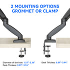 ShoppingAll Dual VESA Monitor Mount with Fully Adjustable Gas Spring Arm and Office Desk Clamp - Black-8