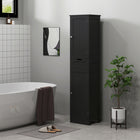 HOMCOM Tall Bathroom Storage Cabinet with Doors, Drawer and Adjustable Shelf - Black-Shelves inside are adjustable to three different levels