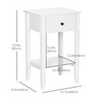 HOMCOM Side Table- White - Set of 2-Ample top space and open bottom shelf for decorations or other items