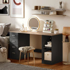 HOMCOM 55.1" Computer Desk with Drawers - Black Wood Grain-Robust particleboard and MDF frame supports up to 231 lbs. (105 kg) for stable and wobble-free