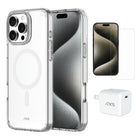AXS Starter Kit bundle with Ultra Clear Magsafe Case Screen Protector and 30W Charger for iPhone 16 Pro Max - Clear-Drop-tested, scratch resistant phone case with shock absorbing air pockets