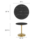 Modway Lippa 28" Round Faux Marble Dining Table - Gold Black-Artificial Marble Tabletop