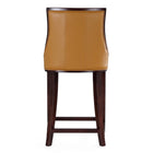 Manhattan Comfort Fifth Avenue 19" Traditional Faux Leather Upholstered Counter Stool - Camel and Dark Walnut - 3 Pack-22.5" L x 23" W x 39.5" H