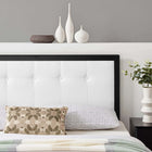 Modway Draper Tufted Fabric and Wood Full Headboard - Black White-Button Tufted