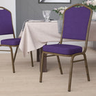 Flash Furniture HERCULES Series Crown Back Stacking Banquet Chair in Purple Fabric - Gold Vein Frame-Upholstered Seat and Back