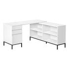 Monarch Specialties 7494 60" Computer Desk - White L-Shaped Corner-This computer desk in a white laminate has a space-saving, L-shaped design intended for placement in a corner.
