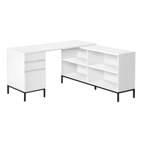 Monarch Specialties - 7494 Bureau 60 po L - En Forme De L/Coin Blanc-Ce bureau d'ordinateur en stratifié blanc a un design en forme de L peu encombrant destiné à être placé dans un coin