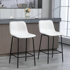 HOMCOM Microfiber Upholstered Bar Stools - Cream White - 2 Pack-Suitable for countertops of 35"-39" (89-99 cm.)
