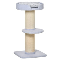 PawHut 36" Cat Tree with Sisal Mat Scratching Post and Cushion Bed - Light Blue-Sisal mat wrapped post satisfies your cats' desire to claw and protect your furniture from scratching 