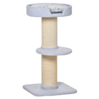 PawHut - Arbre à chat avec poteau à griffer en sisal, coussin de lit, bleu clair-Le poteau enveloppé d'un tapis en sisal satisfait le désir de griffer de vos chats et protège vos meubles des éraflures 