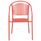 Flash Furniture Chaise de patio couleur corail en acier pour intérieur et extérieur avec dossier rond, lot de 5-Conception de dossier et de siège à fleurs de pluie