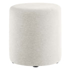Modway Callum 16" Round Woven Heathered Fabric Upholstered Ottoman - Heathered Weave/Ivory-Woven Heathered Fabric Upholstery