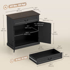 HOMCOM 31.5" L Sideboard Buffet Cabinet - Black Wood Grain-Farmhouse charm with decorative top edge, paneled doors and vintage handles for warmth