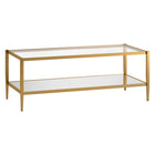 Hudson&Canal Hera 45"W Rectangular Coffee Table with Mirror Shelf - Brass-A modern contemporary design for your living room, den, and more