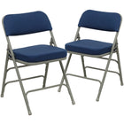 Flash Furniture HERCULES Series Premium Curved Triple Braced & Double Hinged Navy Fabric Metal Folding Chairs - 2 Pack-300 lb. Weight Capacity