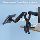 ShoppingAll - Support double moniteur et ordinateur portable 2-en-1 robuste - Noir-Le système de gestion des câbles est intégré dans le bras pour garder le poste de travail bien rangé