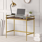 Hudson&Canal Eaton 36" Desk - Brass/Walnut-Features easy assembly