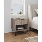 Manhattan Comfort DUMBO 20.07" Modern 1-Drawer Nightstand - Rustic Grey-Includes 1 Full Extension Drawer with Top Drawer Designed in Vertical Textured Ribbed Lines