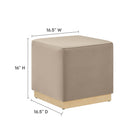 Modway Tilden 17" Square Performance Velvet Upholstered Ottoman - Taupe/Natural-Stain-Resistant Fabric