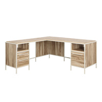 Sauder - La Collection Nova Loft Bureau en L - Finition Kiln Acacia-Tiroir à coulisses à extension complète pour dossiers suspendus de format lettre