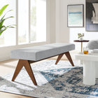 Modway Lyra 63" Fabric Upholstered Bench - Light Grey-Rubberwood Legs