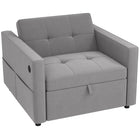 HOMCOM - Fauteuil-lit convertible 3-en-1 avec ports USB - dossier réglable - poche latérale pour salon - gris-Conception à roulettes facile à tirer, transforme le canapé en lit d’appoint en quelques secondes, économise de l’espace  
