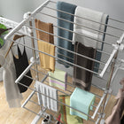 HOMCOM 3 Tier Collapsible Laundry Hanger for Indoor - White-Come with 6 PP universal wheels, with 2 lockable 
