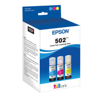 Epson T502 Dye Ink Bottle Combo Pack - Cyan/Magenta/Yellow-Get thousands of pages