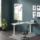 Motionwise - Bureau électrique assis-debout de la série M4 EXEC2 Motionwise, 63 po x 40 po, en forme de L pour Motionwise - Bureau - Blanc-Force robuste : Supporte jusqu’à 225 lb, offrant suffisamment de résistance pour accueillir plusieurs appareils, moniteurs et équipements lourds comme des imprimantes.