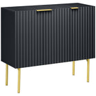 HOMCOM 35.4" L Accent Cabinet - Black-A wide tabletop and 2 cabinet with 4 shelves total to keep all your items