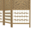HOMCOM - Cloison de séparation autoportante à 4 panneaux ondulés en fibre pour bureau à domicile - naturel-Matériaux : Papier, Bambou, Bois 
