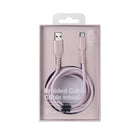 Basic Tech 6 foot Lightning Braided Cable - Pink-Includes organization strap