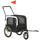 PawHut - Remorque de vélo 2 en 1 pour petit chien, avec laisse de sécurité - gris-Se transforme facilement d'une remorque pour animaux à vélo en poussette pour plus de polyvalence 