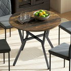HOMCOM Round Dining Table with Steel Frame for Kitchen - Rustic Brown-Spacious tabletop accommodates food and drinks