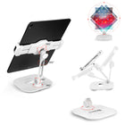 ShoppingAll Short Adjustable Tablet Stand - White-Supports tablets and smartphones that are between 4.7" to 12.9" and up to 2.2 lbs (1 Kg)