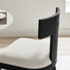 Modway Peregrine Wood and Fabric Upholstered Dining Chairs - Black/Heathered Weave Ivory - 2 Pack-Dense Foam Padding