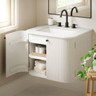 Modway - Zia Support mural de 24" Meuble de salle de bain avec lavabo en marbre - Ivoire-Charnières à fermeture douce