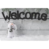 Ashley Productions - The Original Fun Mat - Tapis de Bienvenue - 15 -5" x 23 -5" - Bonhomme de neige en planches de bois de grange.-Mesure et design : Le paillasson de bienvenue Bonhomme de neige en planches mesure 15,5 po x 23,5 po.