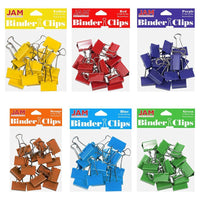 JAM Paper Colourful Binder Clips Assortment - Medium - 1 1/4" (32 mm) - Rainbow Assortment - 90 Pack-Colour: Assorted Rainbow Colours (Red, Yellow, Orange, Green, Blue, Purple) | Made of tempered steel for an extra strong hold