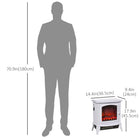 HOMCOM 750/1500W Electric Fireplace Heater - White-Power cord 4.9ft (1.5 m)with a plug, automatically cut-off device for overheating protection 
