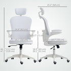 Vinsetto - Chaise de bureau en maille avec appui-tête et soutien lombaire 4D - blanche-L’appuie-tête peut monter ou descendre et pivoter