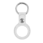 Logiix Leather Key Tag for Airtag With White Stitching - White-Crafted from premium vegan leather