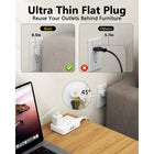 Huntkey Detachable Cord Power Strip with 3 Outlets and 4 USB Ports - White - 2 Pack-Powers up to 7 devices at once with 3 standard AC outlets, 2 USB-C ports, and 2 USB-A ports, eliminating the need to carry multiple charging blocks.