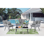 Manhattan Comfort Portofino Modern Patio 4-Person Conversation 4-Piece Set with Coffee Table - Grey-Chair Dimension Measures: 26.77" Length, 27.95" Depth, 29.53" Height